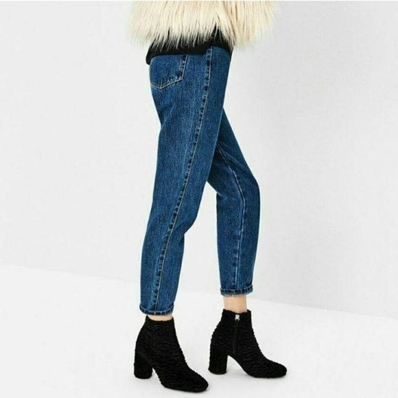 Zara Shoes - Zara Faux Fur Ankle Chunky Heeled Ankle Booties 6 6.5